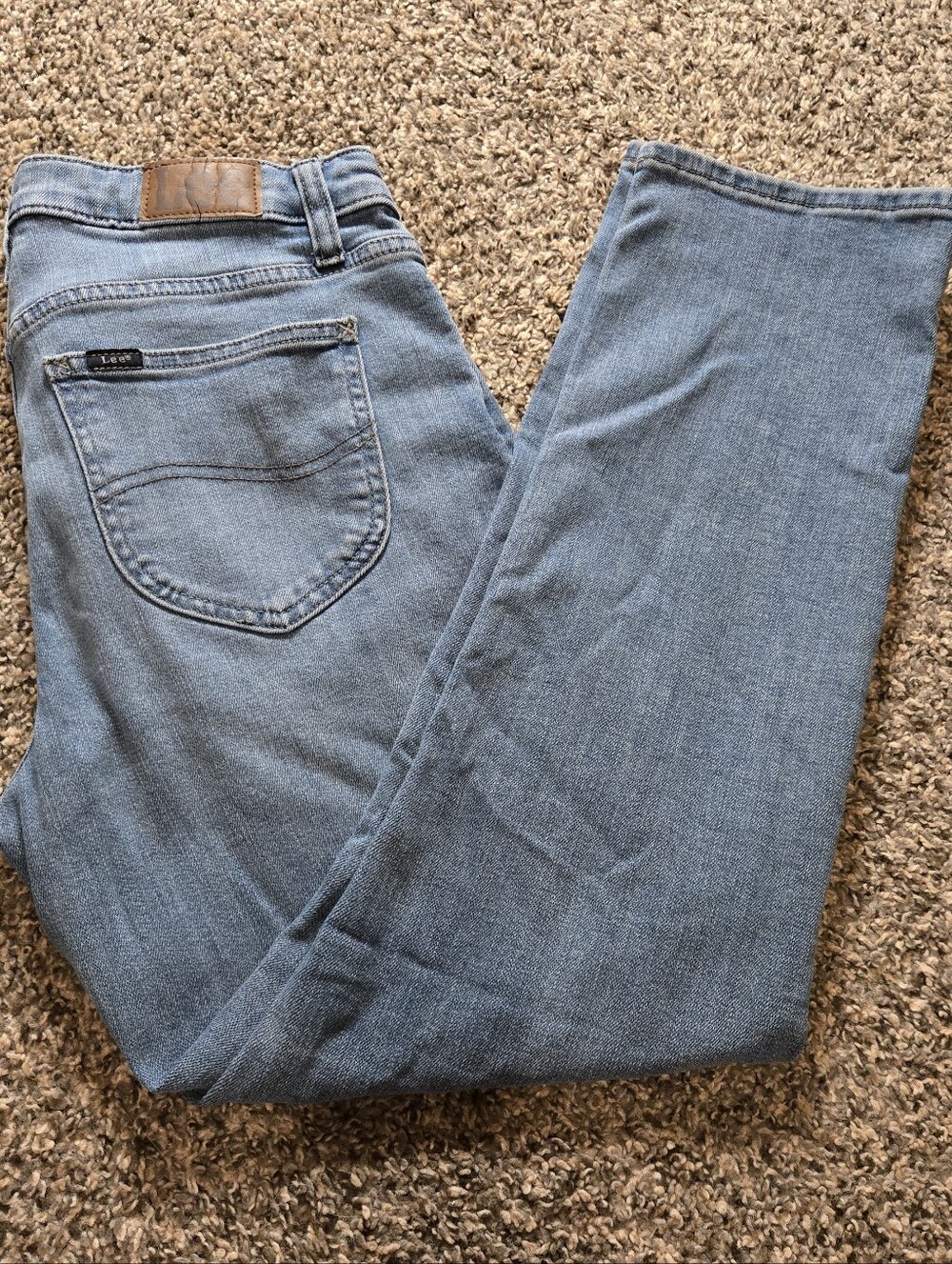 LEE Stretch Denim Midrise Straight Leg Jeans Medium Wash 5 Pocket Juniors Size 5